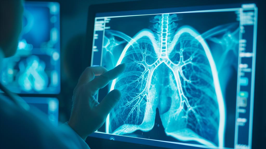 The doctor detects worrying signs of lung cancer to check